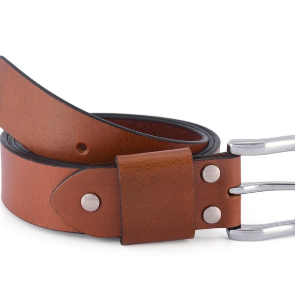 Handcrafted Burnt Orange Full Grain Leather Belt For Men - Free Personalization - Picture 6 of 15
